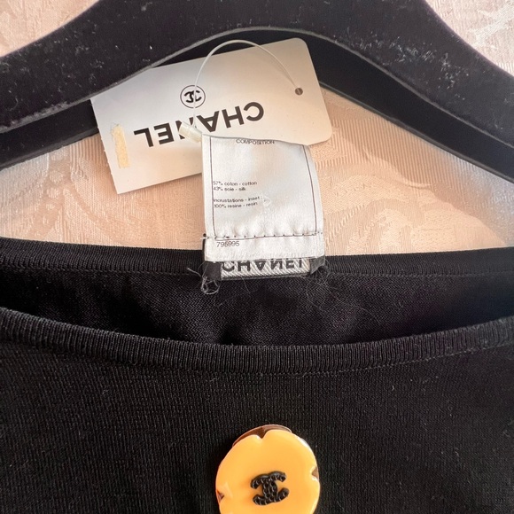 Vintage 2011 Chanel Black Dress Camellia Crystals Italy Size 40 - Picture 7 of 14